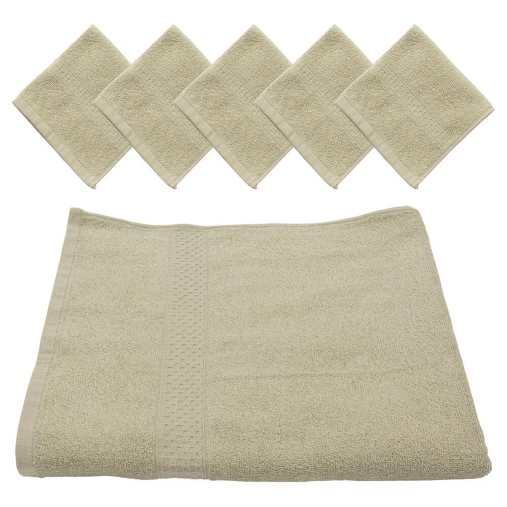 Gold Coast Classic Combed Cotton Bath Sheet with 5 Washcloths in Woodland Green